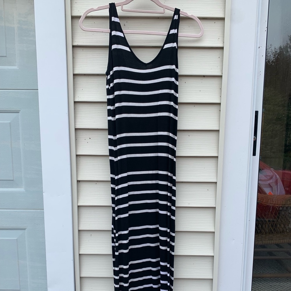 Black & White Striped Maxi Dress